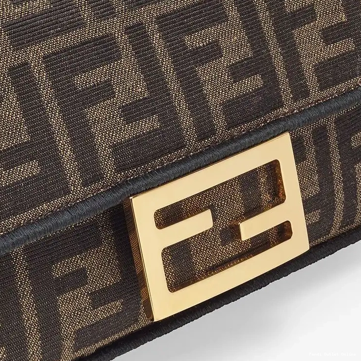 Affordable FF Fabric In Brown Baguette Mini Fendi Bag Motif 0618